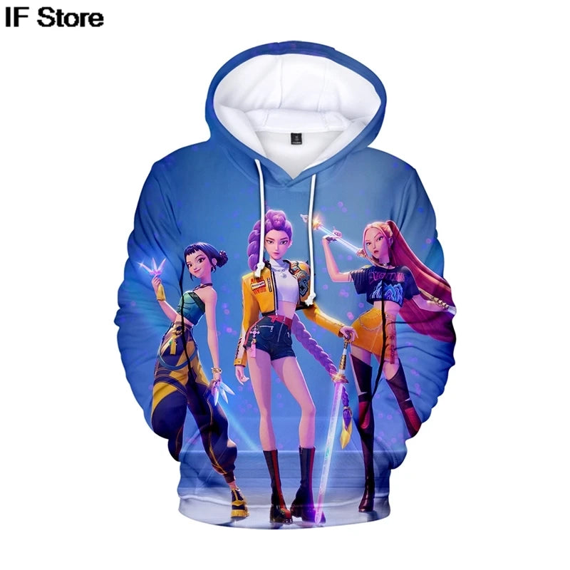 KPop Demon Hunters: 3Dhoodies boys Girls Harajuku Hoodie men Women Y2K Clothing Fashion Loose Sweatshirt Pullover Trend Hoodies