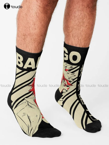 My Hero Academia: Bakugo Katsuki Vintage Art Socks Abstract Oil Painting