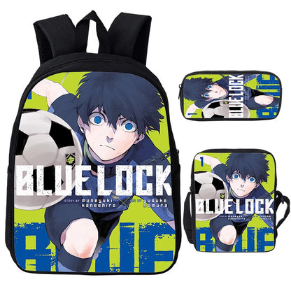 Blue Lock: Isagi Yoichi Backpack Shoulder Bag Pencil Case 3Pcs Set Waterproof Boys Girls Students School Bags Child Bookbag