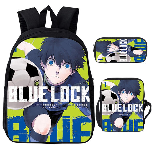 Blue Lock: Isagi Yoichi Backpack Shoulder Bag Pencil Case 3Pcs Set Waterproof Boys Girls Students School Bags Child Bookbag