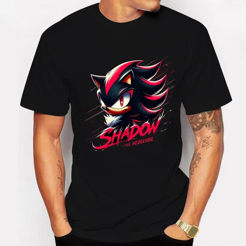Sonic The Hedgehog: Adult Cotton T-shirt Fashion Printed Top Anime Clothes Short Sleeve Clothing Shadow The Hedgehog
