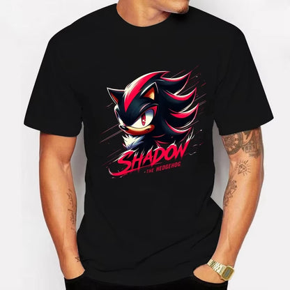 Sonic The Hedgehog: Adult Cotton T-shirt Fashion Printed Top Anime Clothes Short Sleeve Clothing Shadow The Hedgehog