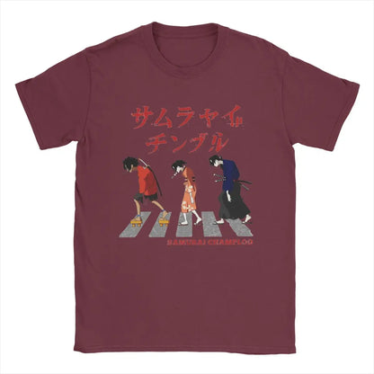 Samurai Champloo: Walking Fuu Mugen Jin T Shirts Men Pure Cotton Funny T-Shirts Round Neck Tees Short Sleeve Clothes Printed