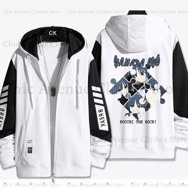 Bocchi The Rock:  Yamada Ryo Series Print Hoodies Autumn Clothes Men Women Coat Zip Up Hoodies Casual Sweatshirt Men Hoodie