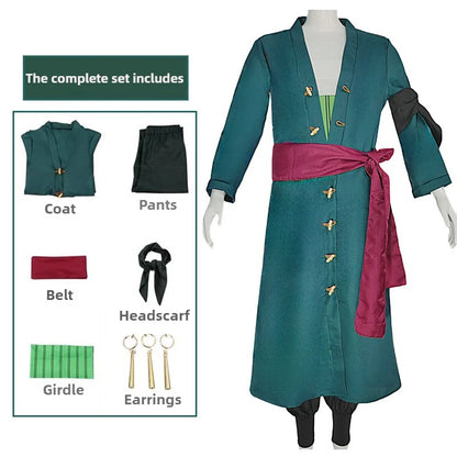 One Piece: Fantasia Wano Country Roronoa Of Zoro Cosplay Kimono Anime Pirate Disfraz Costume Men Male Halloween Carnival Party Clothes