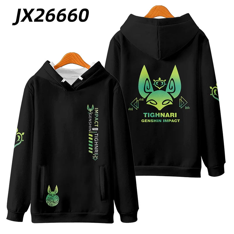 Genshin Impact: Tighnari Funny Hoodie Hip Hop Graphic Sweatshirts Poleron Hombre Unisex Streetwear Harajuku Tracksuit