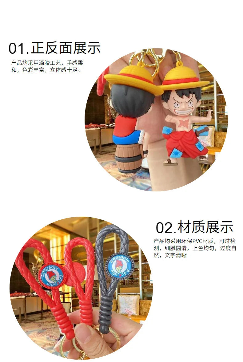 One Piece: Keychain with Cartoon Luffy and Zoro Characters, Ideal for Cosplay Accessories and Gifts