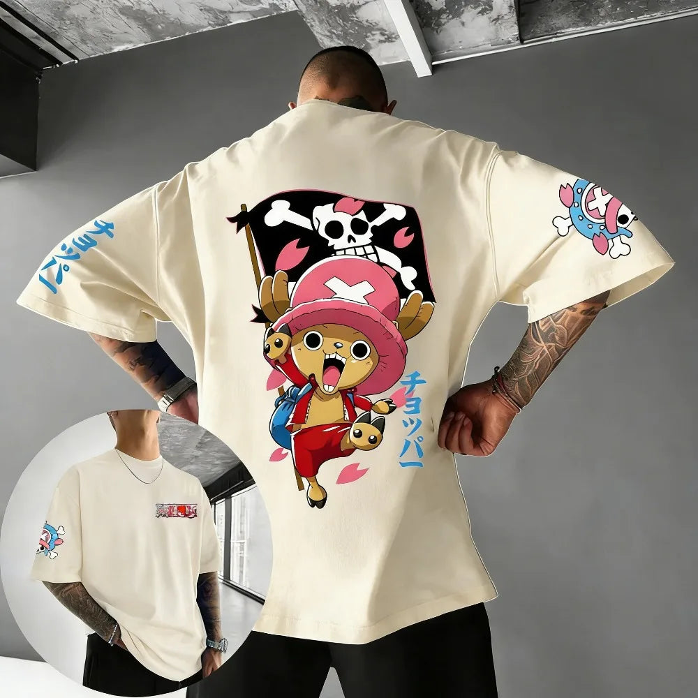One Piece: New Unisex Cotton T-shirt Tony Tony Chopper 2026 Summer Harajuku Anime Printed Large Loose Parent Short Sleeve