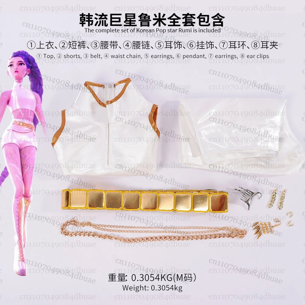 K-Pop Mira Rumi Zoey Cosplay Anime Demon Hunters Cosplay Costume Woman Black/White Gold Party Stage Play Uniform Girl Suit