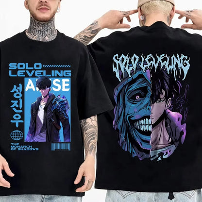 Solo Leveling: T Shirt Men Sung Jinwoo Graphic Tees Harajuku Short Sleeve
