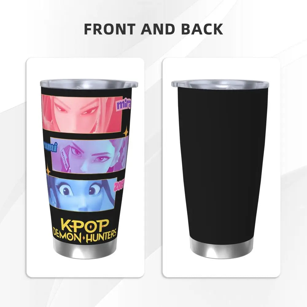 KPop Demon Hunters - Derpy  Insulated Tumbler with Lid Vacuum Thermal Mug Outdoor Travel Car Bottle Cup, 20oz