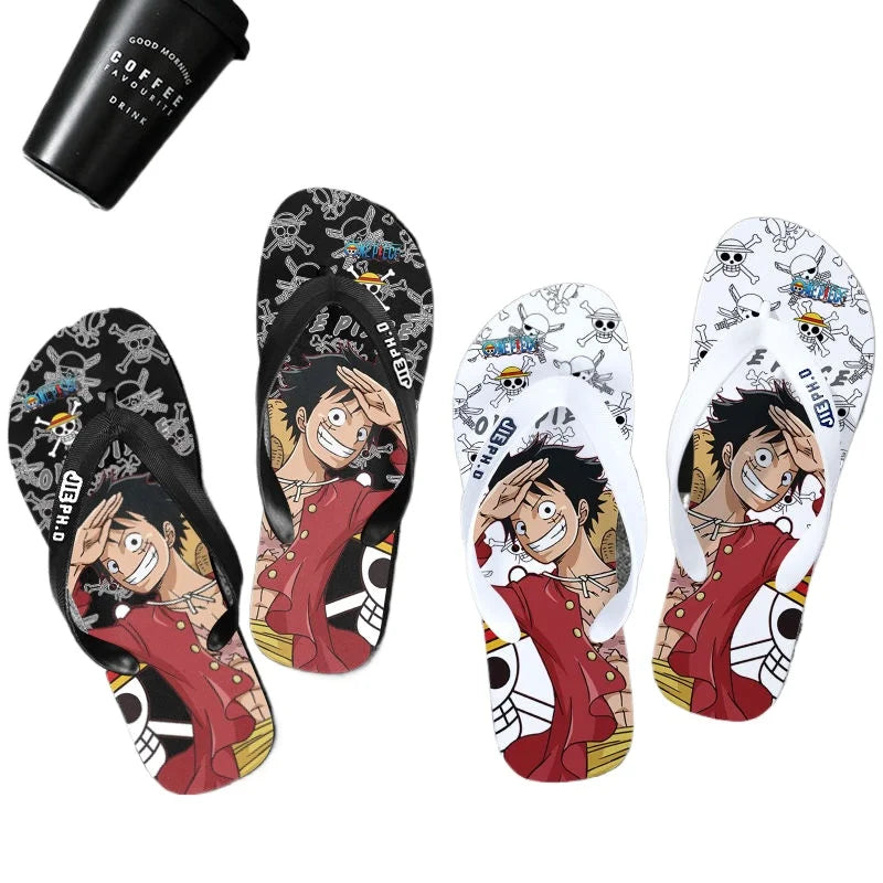 One Piece: Slides Luffy Cartoon Flip Flops Slippers - Non-Slip Outdoor Summer Sandals Unisex for Adults Cartoon eva slippers