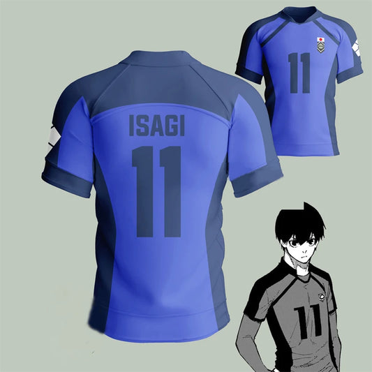 Blue Lock: Isagi Yoichi Football Jersey T-shirt Cosplay Hyoma Chigiri Meguru Bachira Tee Custom Name Number Clothes