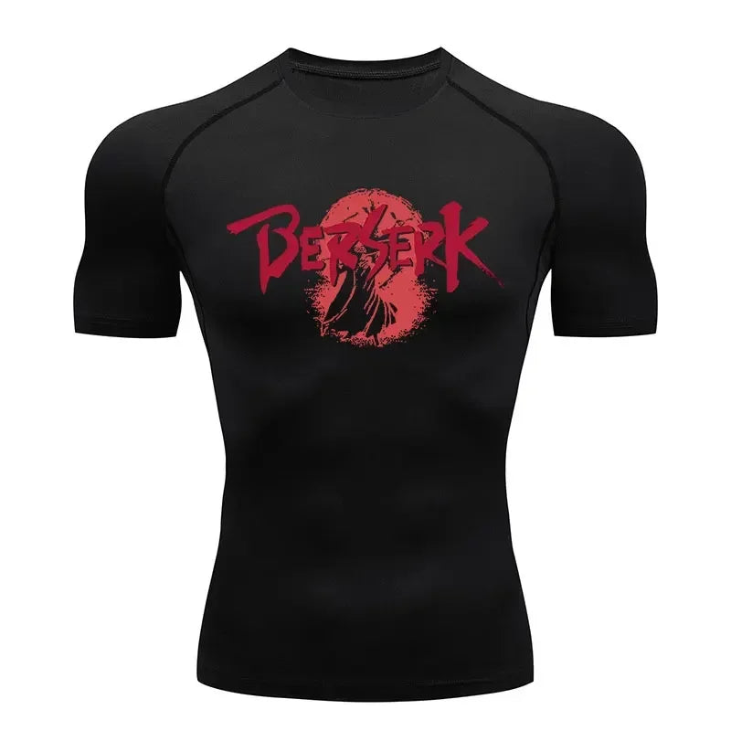 Berserk: Compression T-shirt Men Elastic Tight Sportswear Short-sleeved Gym Bodybuilding Quick-drying Sweatshirt Top S-3XL