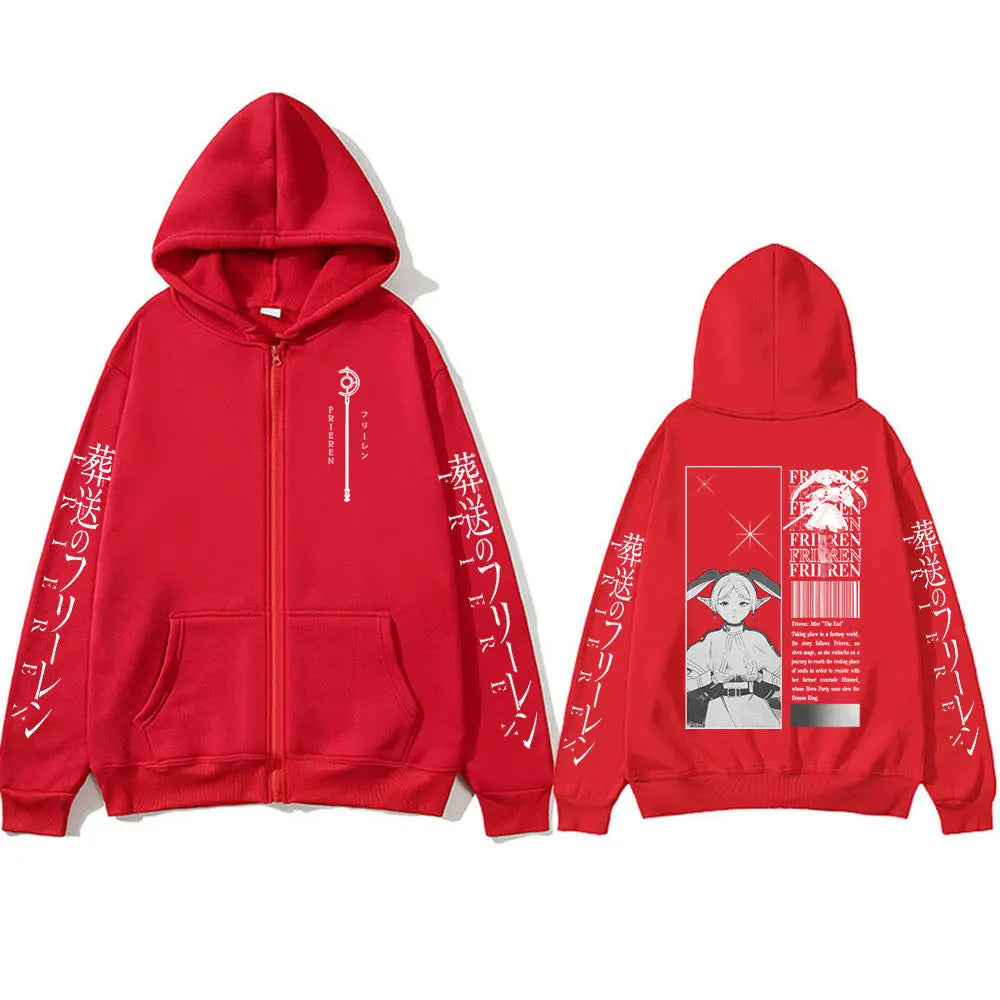 Frieren: Beyond Journey's End -- Zipper Hoodies Frieren Manga Pullover Men's Women Clothing Fashion Zip Up Hooded Sweatshirts