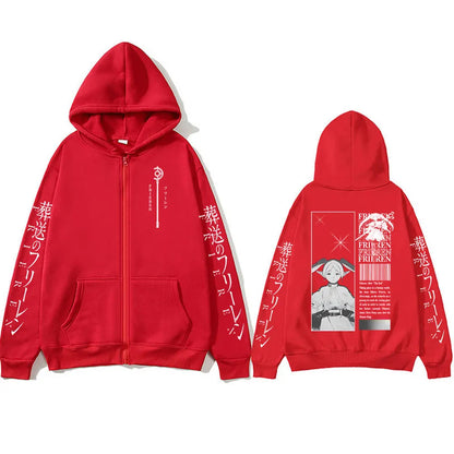 Frieren: Beyond Journey's End -- Zipper Hoodies Frieren Manga Pullover Men's Women Clothing Fashion Zip Up Hooded Sweatshirts