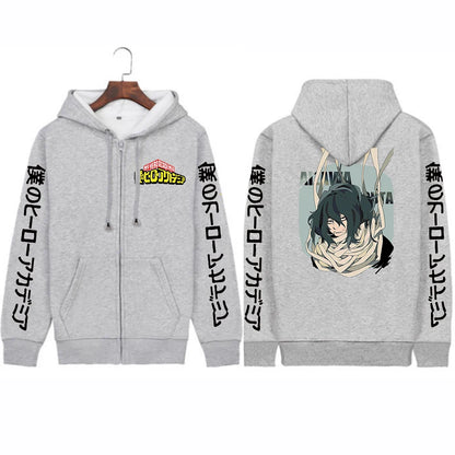 My Hero Academia: Shouta Aizawa Cool Cartoon Men Zipper hoodies Boku no Hero Academia Manga Streetwear Winter Zipper coats