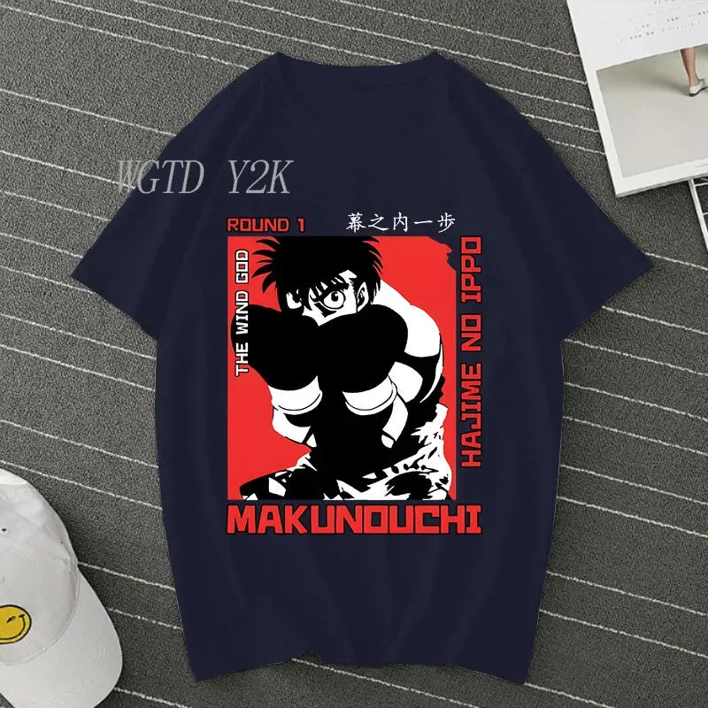Hajime No Ippo: Kamogawa Boxing Gym T Shirt Men Women Crew Neck Casual Tops Tees Makunouchi Takamura KGB Graphic T-Shirts