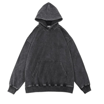 Anime Hoodies Men Women Gothic Manga Hooded Pullover Acid Wash Cotton Casual Sweatshirts Vintage Streetwear Men's Clothing