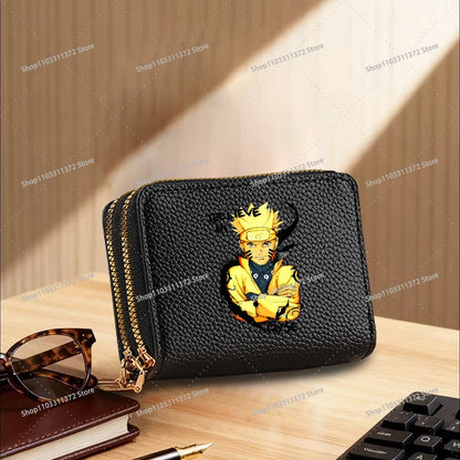Naruto: Leather Wallet Cute Cartoon Printed Bags Fashion Zipper Short Coin Purse Multi-slot Bank Card Storage Bag Birthday Gift