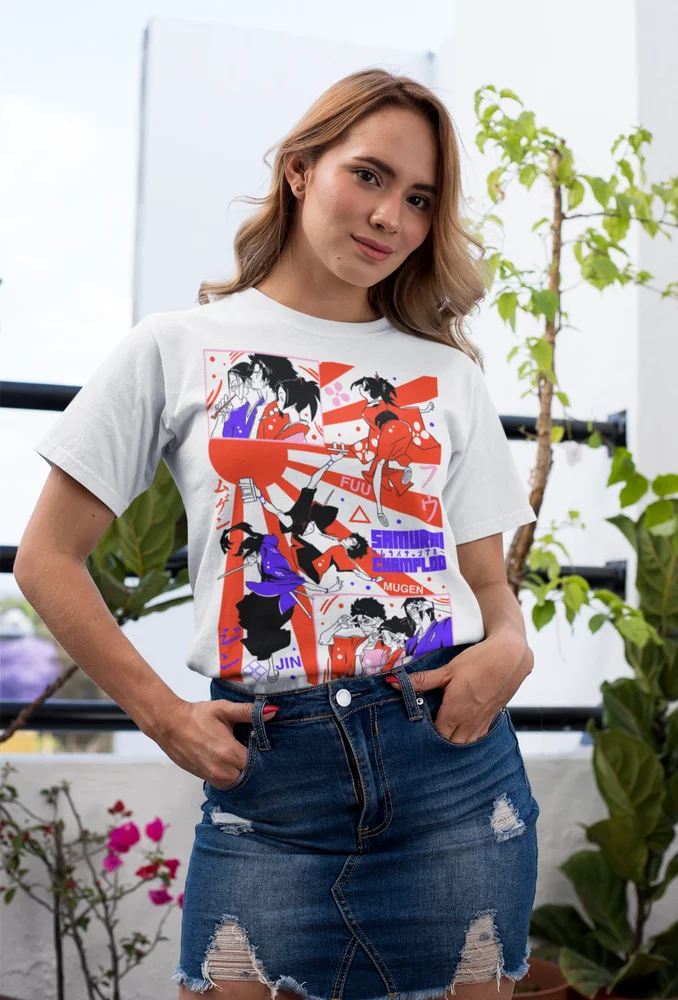 Samurai Champloo: T-Shirt Anime Walk Mugen Jin Fuu Kasumi Exclusive Gift Shirt