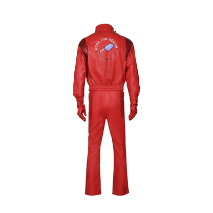 Akira: Shotaro Kaneda Men Cosplay Costume Capsule Embroidered Red Leather Biker Jacket Halloween Party Full Set Outfit