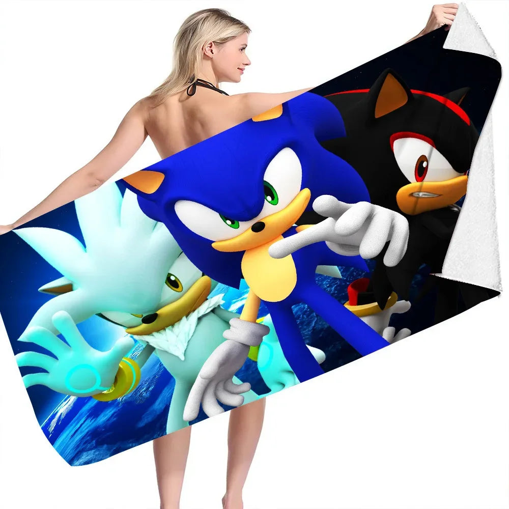 Sonic the Hedgehog: Beach Towel Beach Towel Quick Dry Absorbent Towel Fitness Bath Towel Adult Kids Holiday Gifts