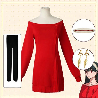Spy x Family: Yor Forger Cosplay Long Red Knitting Sweater Costume Anime Spy family Women's Wear