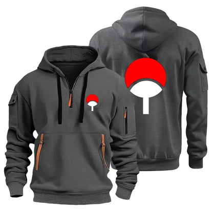 Naruto: Anime Half Zipper Hoodie Casual Versatile Sweatshirt Comfortable Daily Fashion Zip-Up Sweatshirt for Fans
