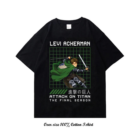 Attack On Titan: T Shirt Harajuku Vintage Print Short Sleeve Plus Size Cotton Crew Neck T Shirt