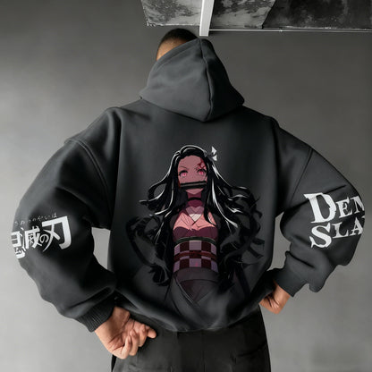 Demon Slayer: Men's Hoodie Sweatshirt Kamado Nezuko Anime Spring Autumn Winter Boy Harajuku Long-sleeved Parent-child Outfit