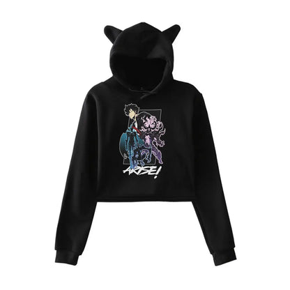 Solo Leveling: Vintage 90s Streetwear logo Hoodie Merch Hoodies Sweatshirts for Girls Cat Ear Crop Sports Pullover Fashion