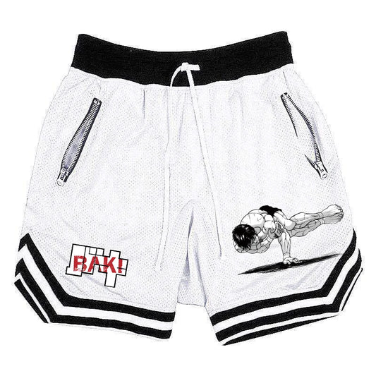 Baki Hanma: Active Athletic Shorts for  Print Breathable Quick Dry Basketball Shorts with Zippered Pockets Gym Fitness
