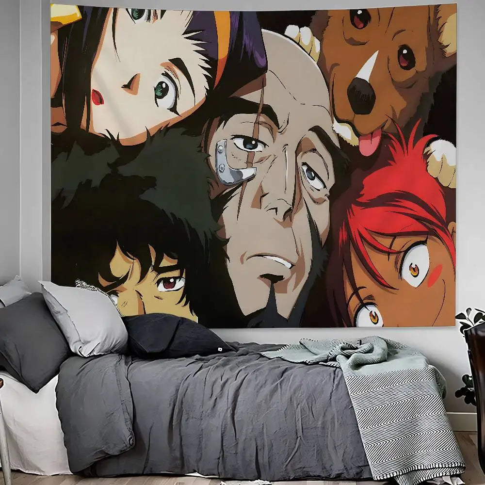 Cowboy Bebop: Anime Hanging Bohemian Tapestry Hanging Tarot Hippie Wall Rugs Dorm Home Decor