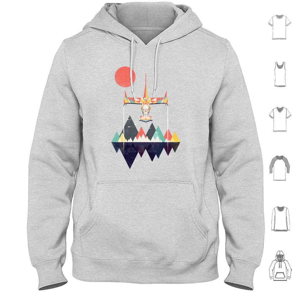 Cowboy Bebop: Swordfish Sunset Hoodie cotton Long Sleeve Sunset Geometric Space Mountains Swordfish Spike Colorful