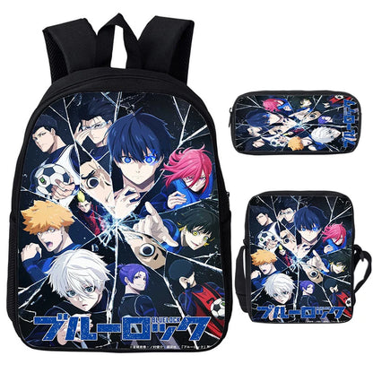 Blue Lock: Isagi Yoichi Backpack Shoulder Bag Pencil Case 3Pcs Set Waterproof Boys Girls Students School Bags Child Bookbag