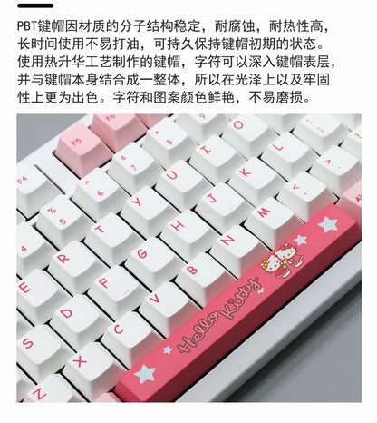 Hello Kitty:87/108 Keys  Mechanical Keyboard Anime Rgb Kawaii Customized For Home Office Laptop Computer For Pc Gamer