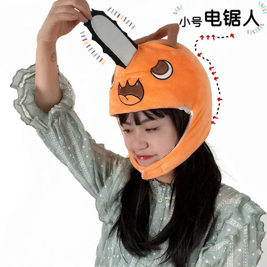 Chainsaw Man: Head Cover Pochita 10cm Cotton Doll Stuffed Hood Toy Compatible with 17cm Figures Ideal Birthday Gift