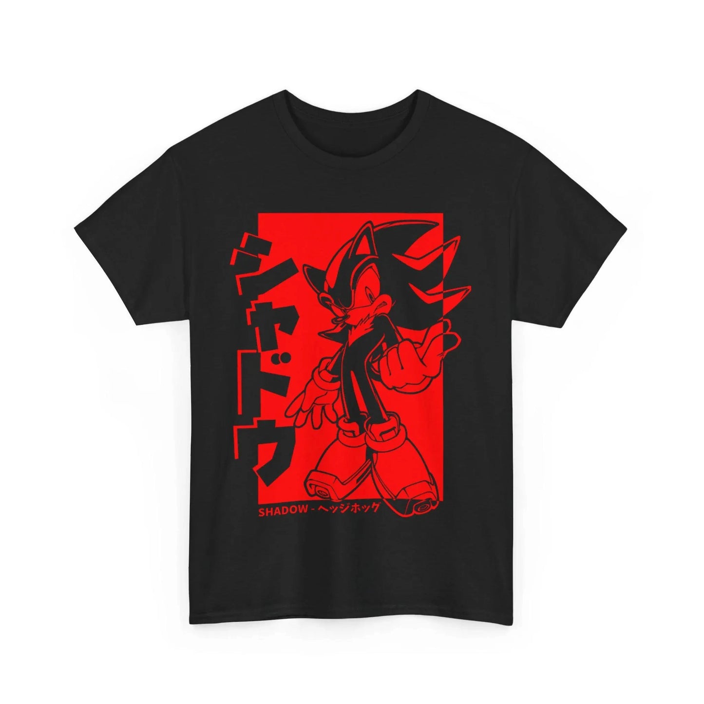 Sonic the Hedgehog: Shadow Hedgehog Illustration T-shirt | Red and Black Anime Style Men's and Women's Summer Cotton Loose Fashion Short Sleeve Top