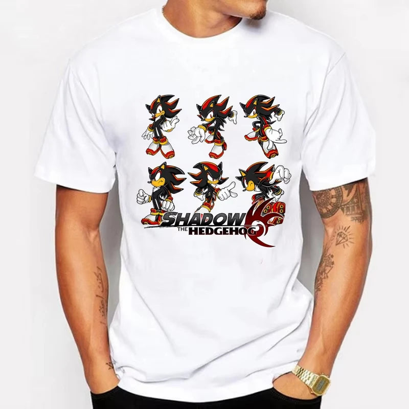 Sonic The Hedgehog: Adult Cotton T-shirt Fashion Printed Top Anime Clothes Short Sleeve Clothing Shadow The Hedgehog