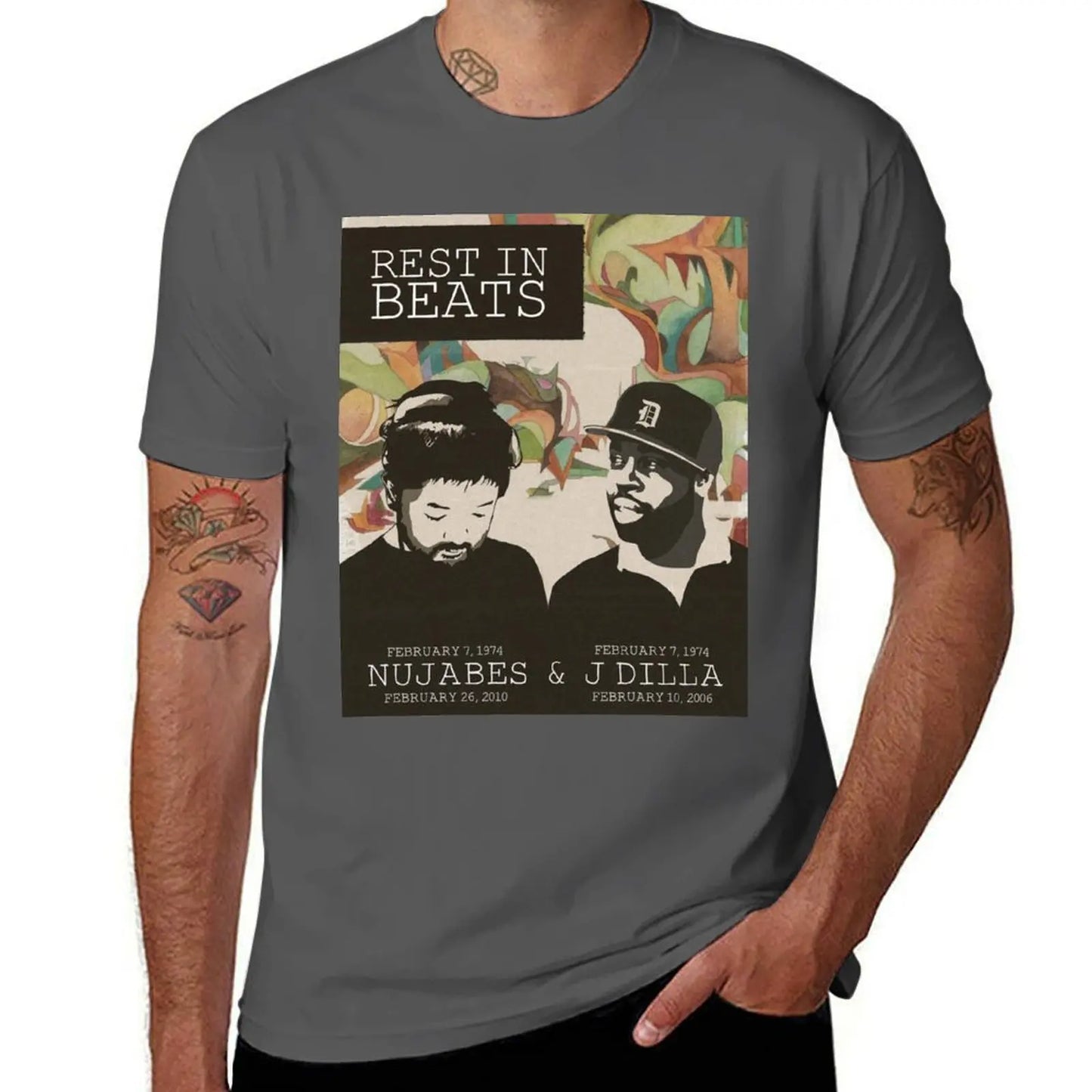 Nujabes and J Dilla: T-Shirt Basic Crew Neck Short Sleeve Top
