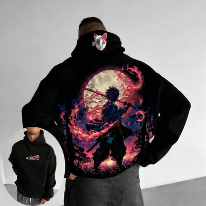 Demon Slayer: Men's Hoodie Sweatshirt Kamado Tanjirou Anime Spring Autumn and Winter Boy Warm Long-sleeved Parent-child Outfit