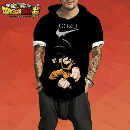 Dragon Ball: T-shirt Men Trend Z GOKU Men's Hooded Essentials 3XL Tops Fashion High Quality Harajuku Style Z Short Sleeve 2025