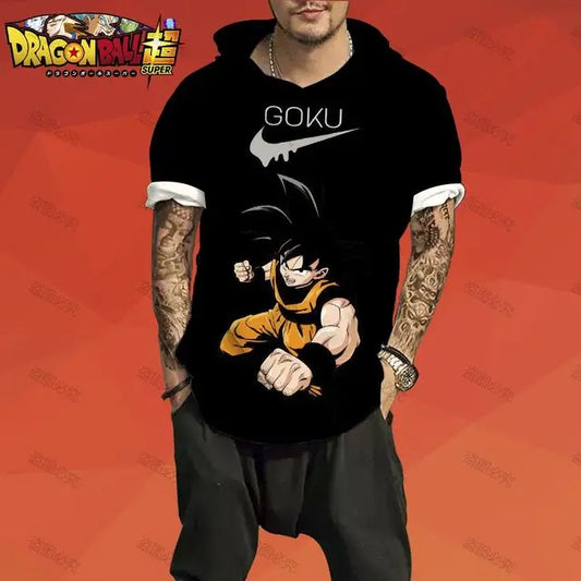 Dragon Ball: T-shirt Men Trend Z GOKU Men's Hooded Essentials 3XL Tops Fashion High Quality Harajuku Style Z Short Sleeve 2025