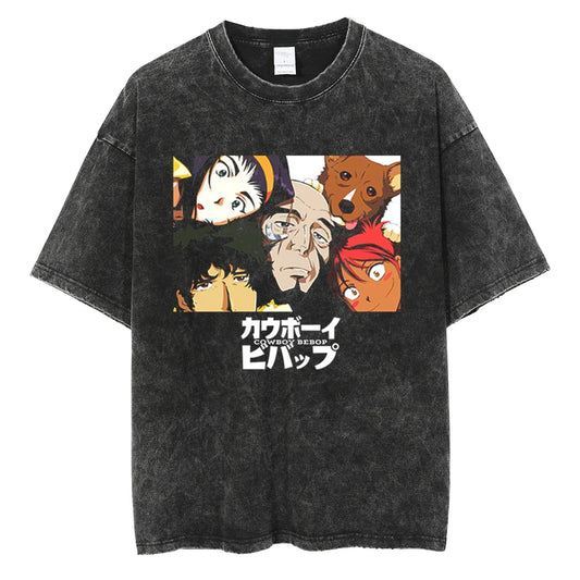 Cowboy Bebop: Graphic Printed T-shirt Men Women Classic Loose Tshirts Harajuku Male Washed Cotton Manga T Shirt