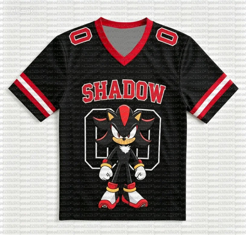 Sonic The Hedgehog: Personalized Sonic Football Jerseys for Adult Summer V-neck Sports T Shirts Sonic Cosplay Clothing  Football T Shirts