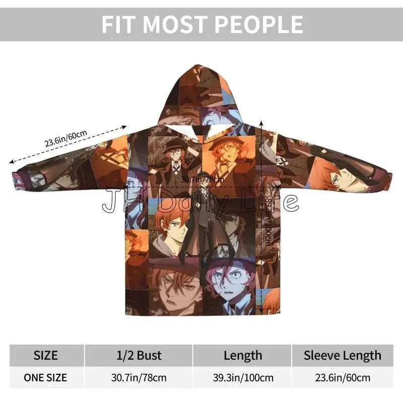 Bungo Stray Dogs: Nakajima Atsushi TV Series Chuuya Nakahara Wearable Blanket Oversized Hoodie Blanket Warm Pullover Sweatshirt