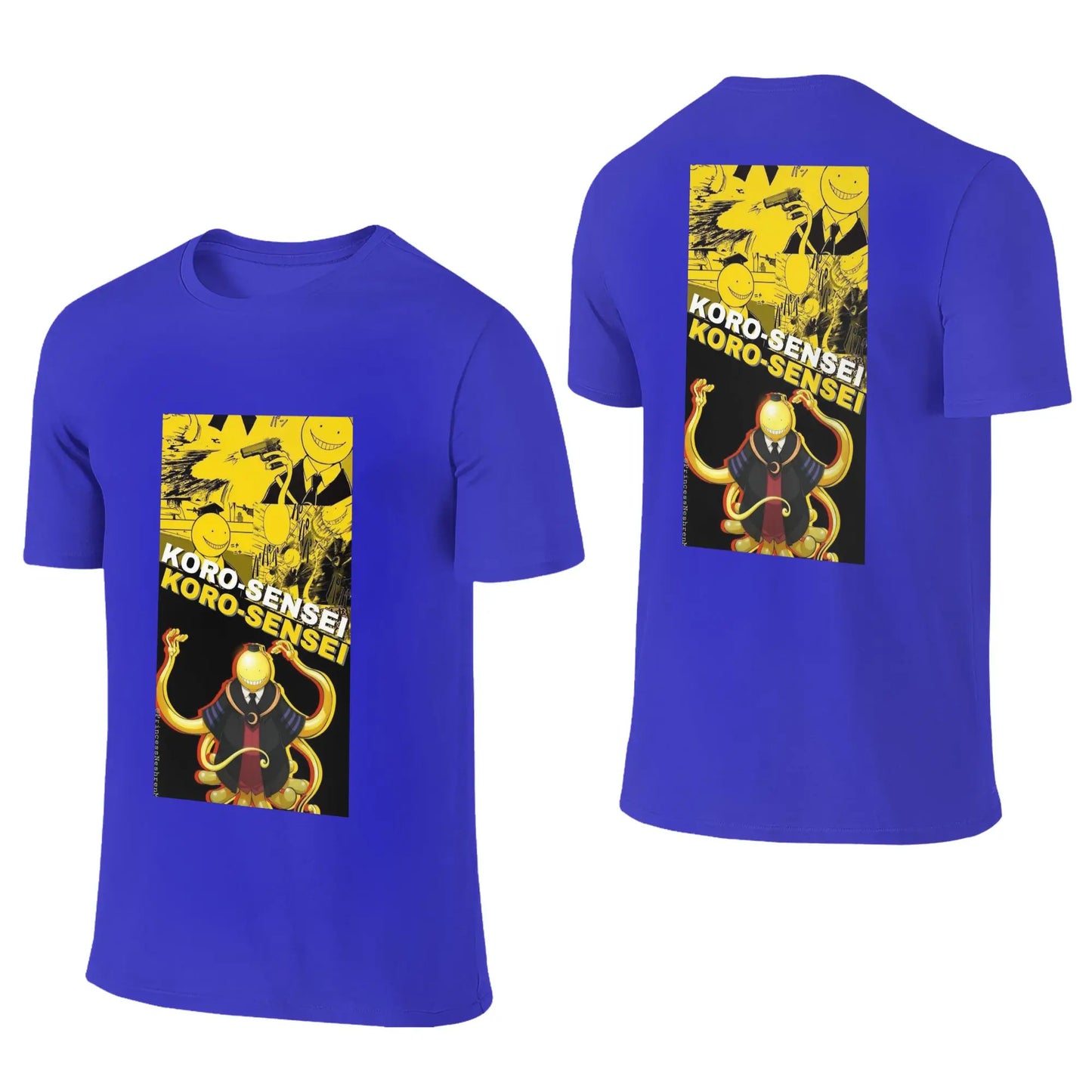 Assassination Classroom: Octopus Koro Sensei Men T-Shirt Double Sided Plus Size T Shirts Men's O-Neck Cotton Tees Short Male