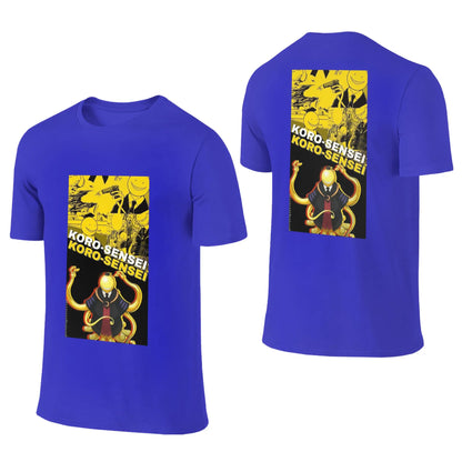 Assassination Classroom: Octopus Koro Sensei Men T-Shirt Double Sided Plus Size T Shirts Men's O-Neck Cotton Tees Short Male