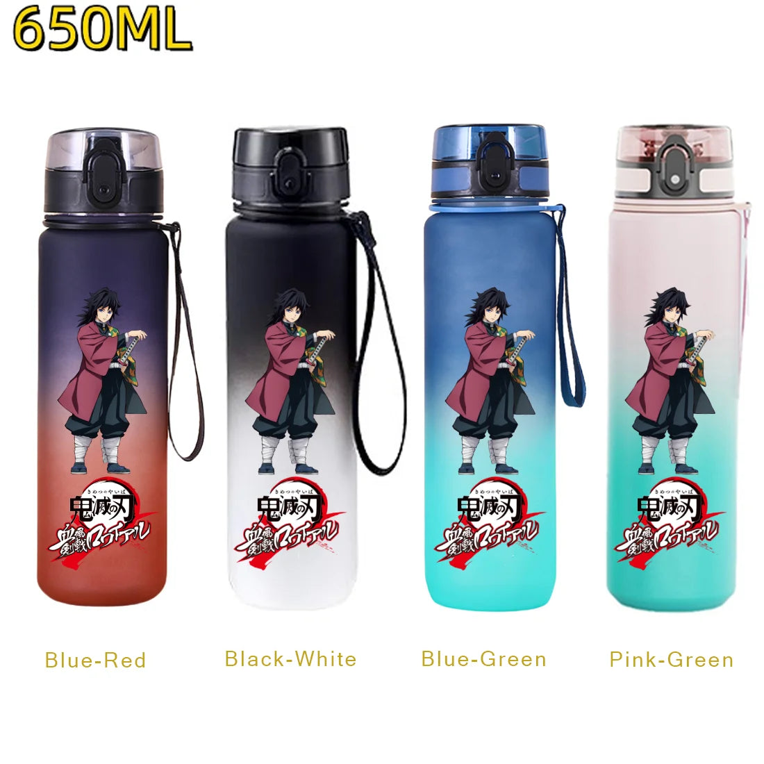 Demon Slayer: 650ML Kamado Tanjirou Water Bottle Kamado Nezuko Kochou Shinobu Fitness Drink Bottle Kettle Travel Office Jugs
